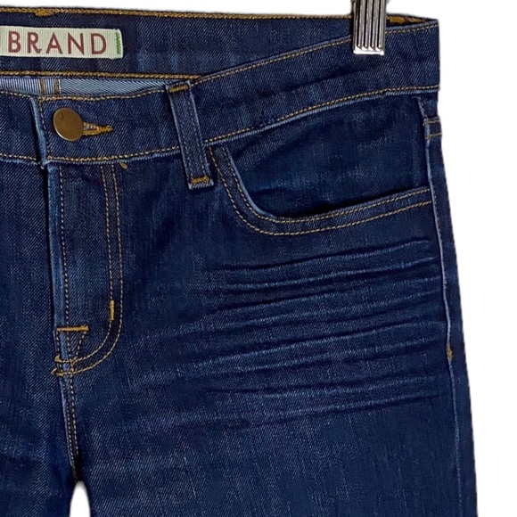 J Brand Mid Rise Slim Straight Leg Dark Wash Denim Jeans Whiskering 28 - Picture 7 of 16